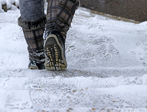 Boots walking in snow